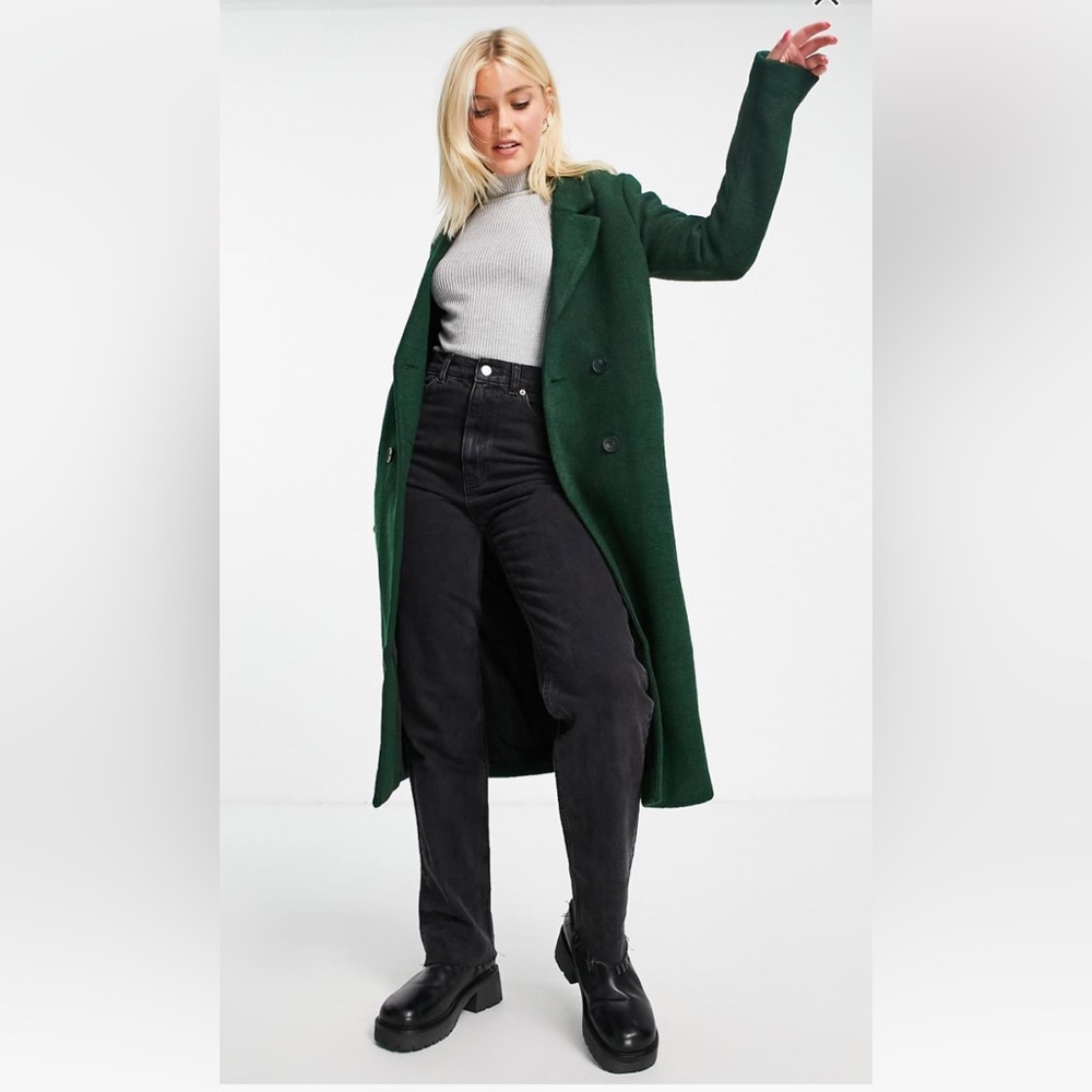 Monkl Green Wool Long Line Coat